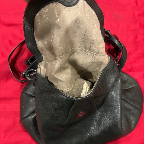 Margot Leather Satchel bag with both short shoulder strap + long strap (black) - Picture 1 of 9